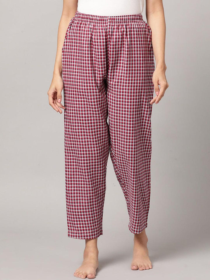 Women Pure Cotton Regular Fit Checked Pyjama Pants - Kryptic Fashions