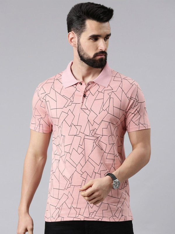 Men Printed Pure Cotton Polo Collar T-shirt - Kryptic Fashions