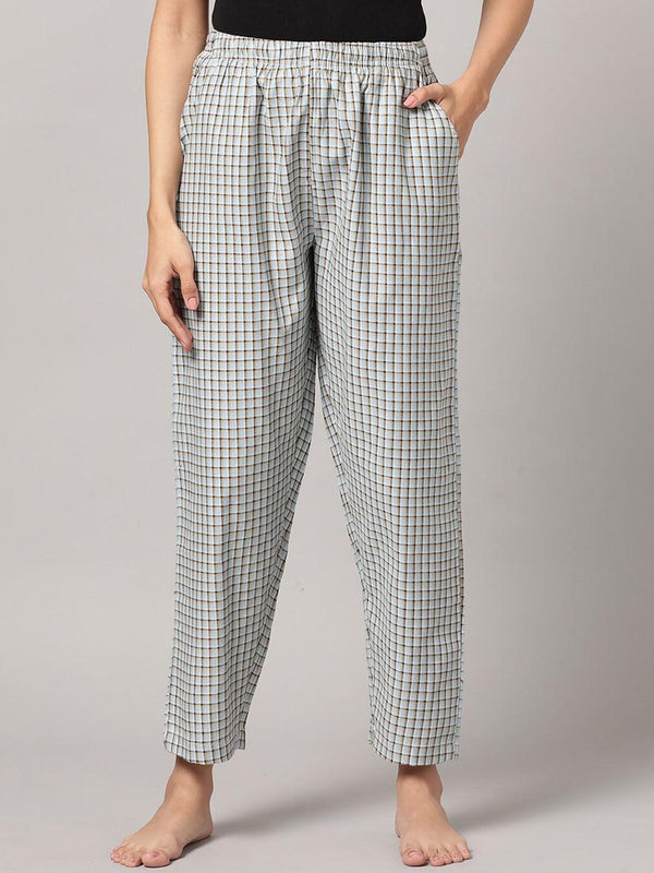 Women Pure Cotton Regular Fit Checked Pyjama Pants - Kryptic Fashions