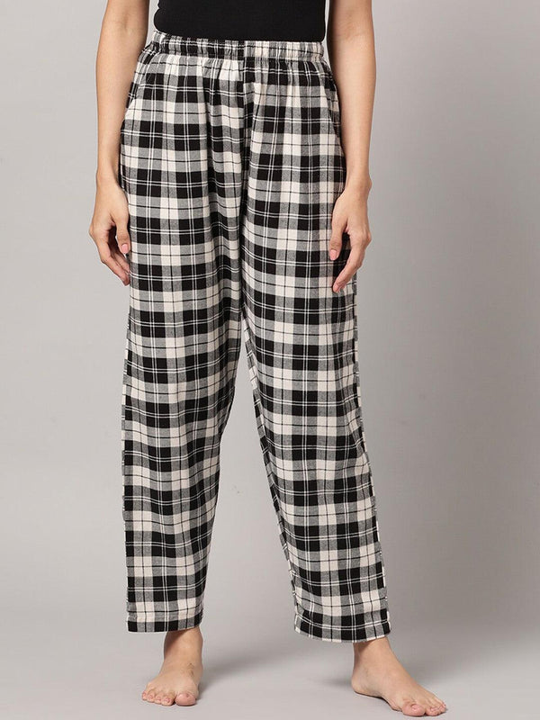 Women Pure Cotton Regular Fit Checked Pyjama Pants - Kryptic Fashions