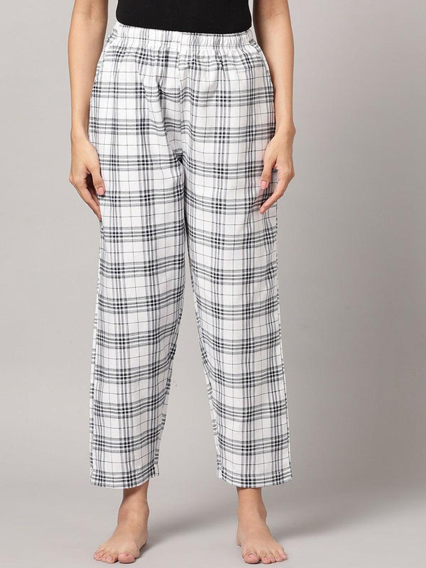 Women Pure Cotton Regular Fit Checked Pyjama Pants - Kryptic Fashions