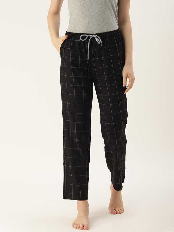 Women Pure Cotton Regular Fit Checked Pyjama Pants - Kryptic Fashions