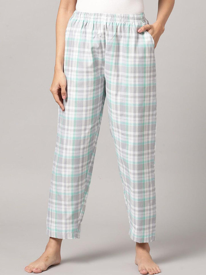 Women Pure Cotton Regular Fit Checked Pyjama Pants - Kryptic Fashions