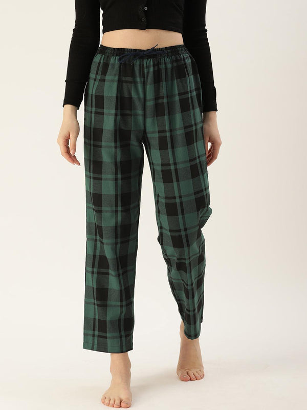 Women Pure Cotton Regular Fit Checked Pyjama Pants - Kryptic Fashions