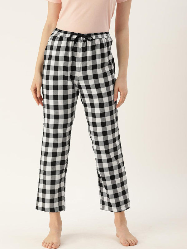 Women Pure Cotton Regular Fit Checked Pyjama Pants - Kryptic Fashions