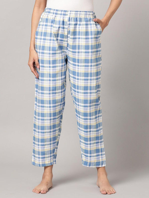 Women Pure Cotton Regular Fit Checked Pyjama Pants - Kryptic Fashions