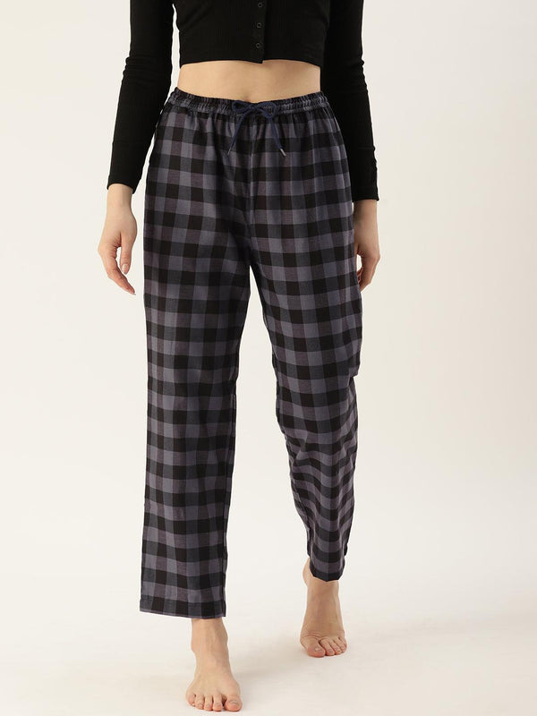 Women Pure Cotton Regular Fit Checked Pyjama Pants - Kryptic Fashions