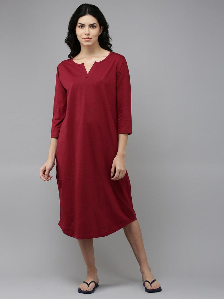 Women Pure Cotton Printed Round Neck Nightdress - Kryptic Fashions