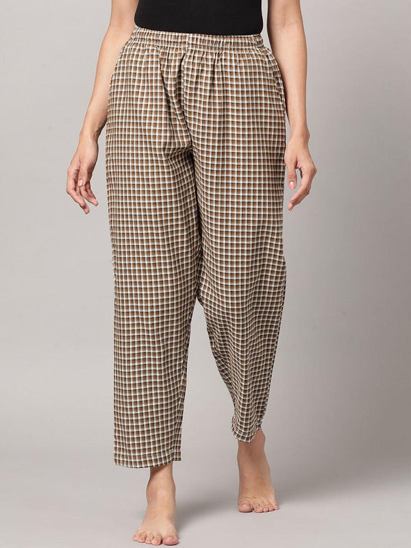 Women Pure Cotton Regular Fit Checked Pyjama Pants - Kryptic Fashions