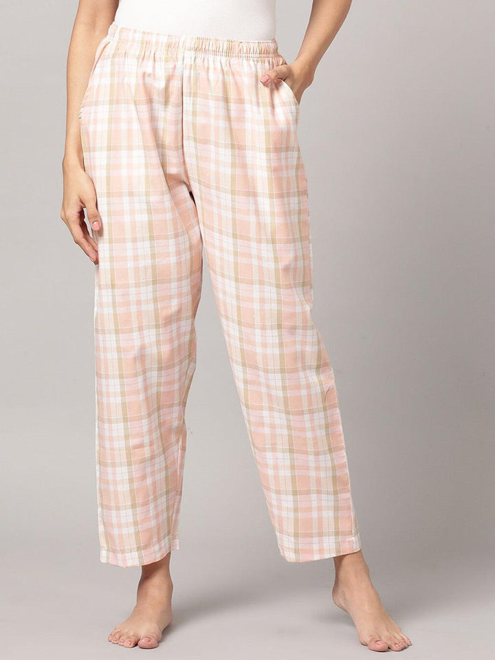 Women Pure Cotton Regular Fit Checked Pyjama Pants - Kryptic Fashions