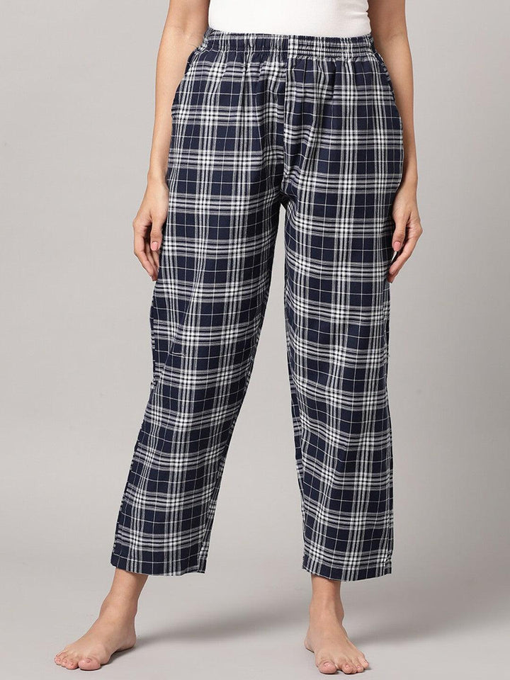 Women Pure Cotton Regular Fit Checked Pyjama Pants - Kryptic Fashions