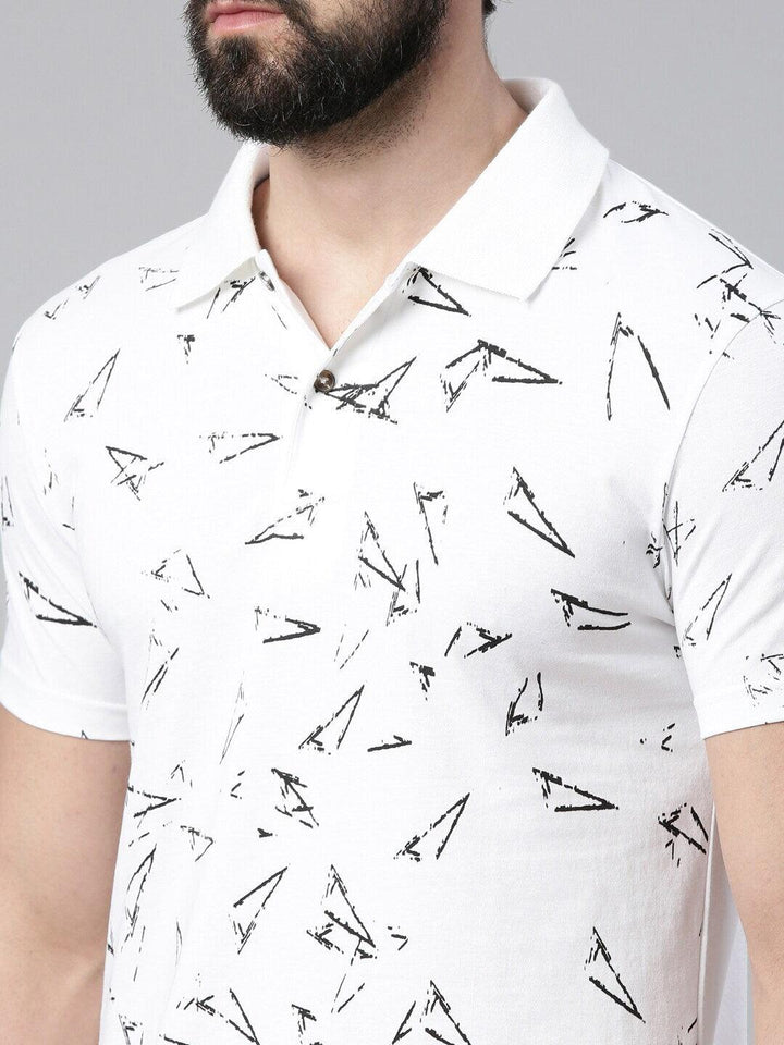 Men Triangle Printed Pure Cotton Polo Tshirts - Kryptic Fashions