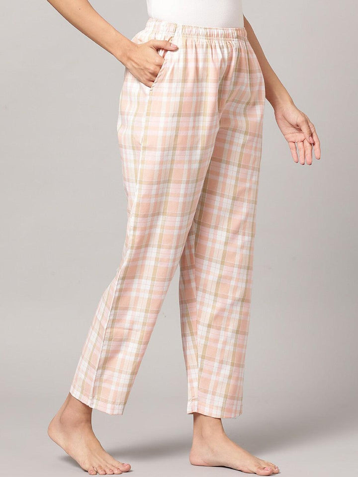 Women Pure Cotton Regular Fit Checked Pyjama Pants - Kryptic Fashions