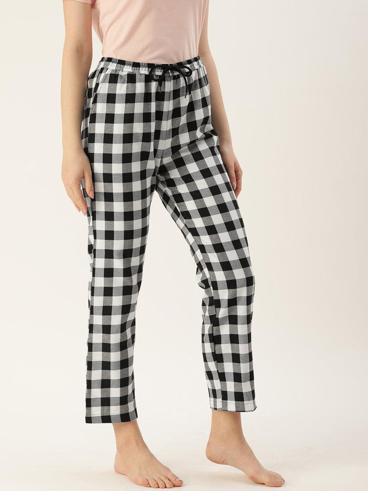 Women Pure Cotton Regular Fit Checked Pyjama Pants - Kryptic Fashions