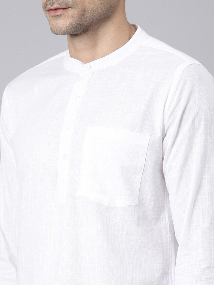 Men Pure Cotton Full Sleeve Regular Shirt Short Kurta - Kryptic Fashions