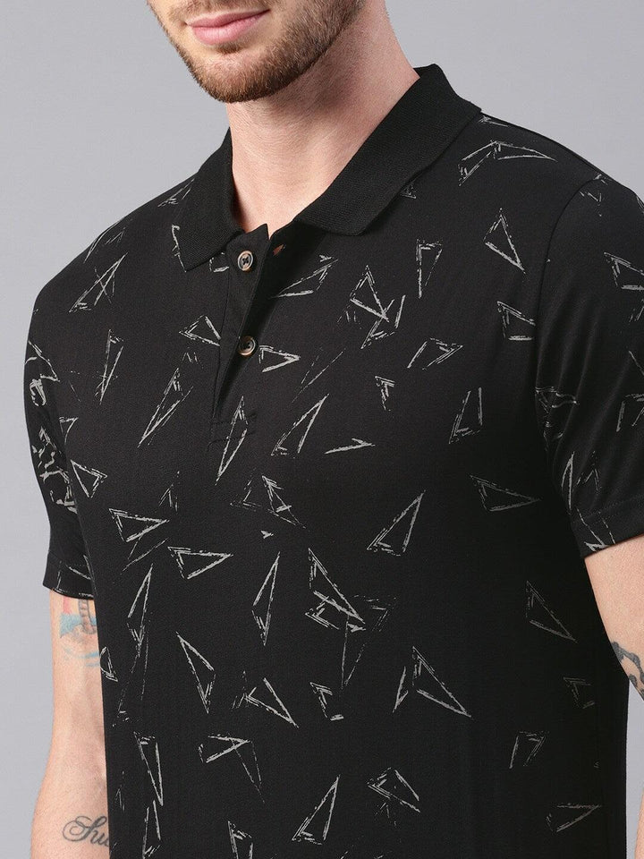 Men Triangle Printed Pure Cotton Polo Collar Tshirts - Kryptic Fashions