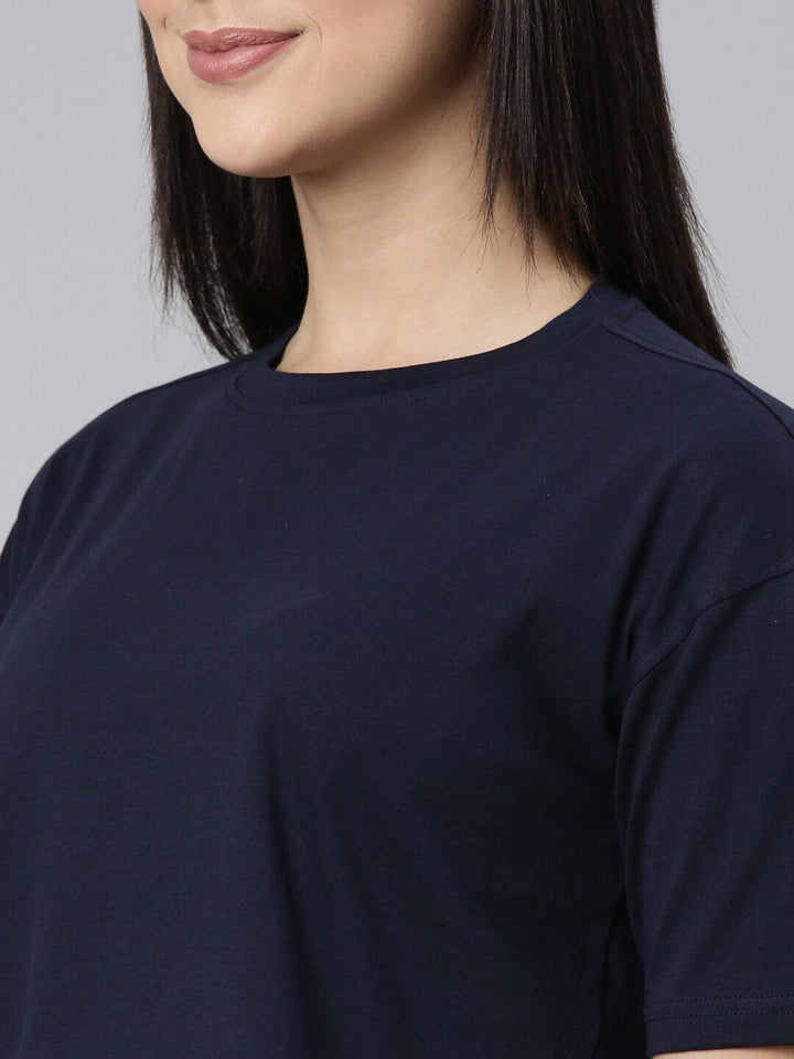 Women Drop-Shoulder Oversized Cropped Pure Cotton T-shirt - Kryptic Fashions