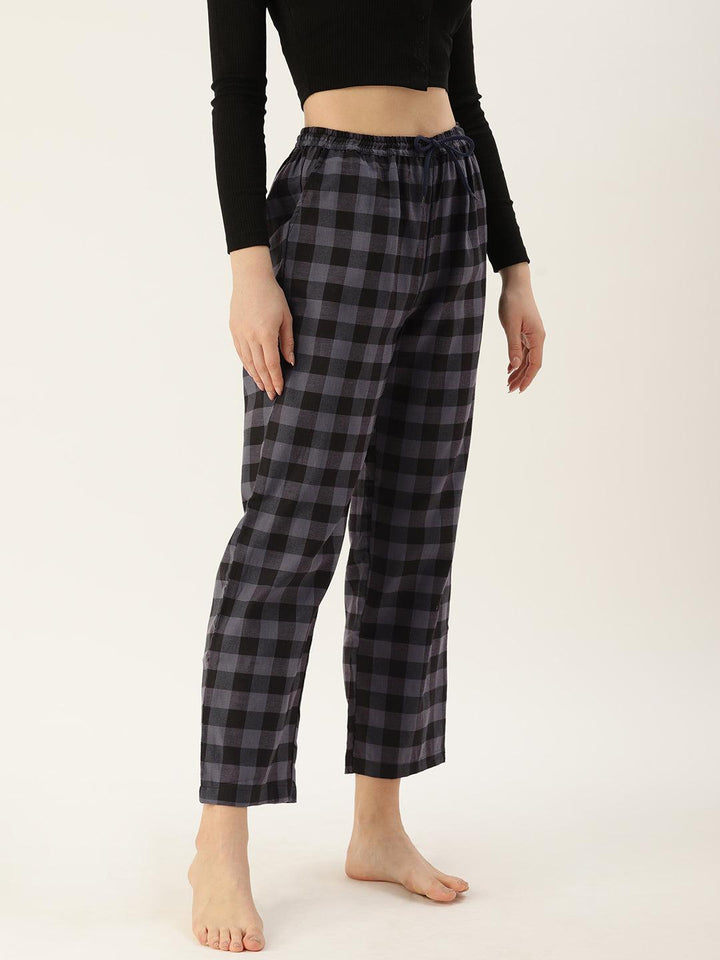 Women Pure Cotton Regular Fit Checked Pyjama Pants - Kryptic Fashions