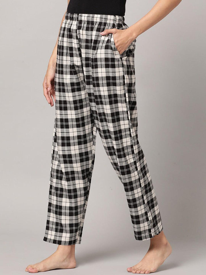 Women Pure Cotton Regular Fit Checked Pyjama Pants - Kryptic Fashions