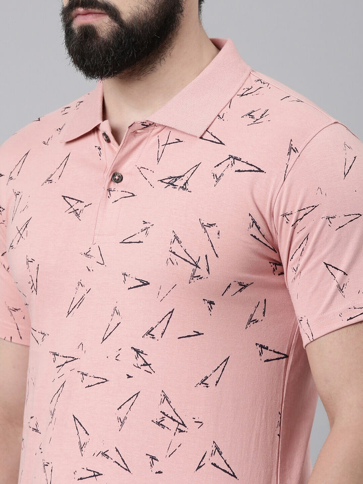 Men Triangle Printed Pure Cotton Polo Collar Tshirts - Kryptic Fashions