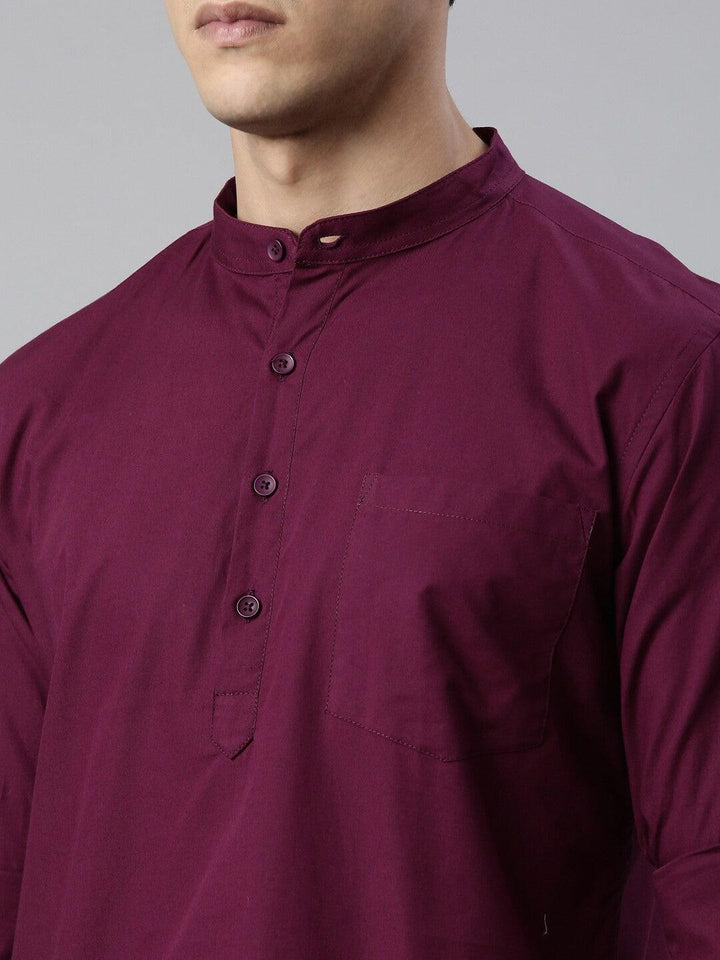 Men Pure Cotton Full Sleeve Regular Shirt Short Kurta - Kryptic Fashions