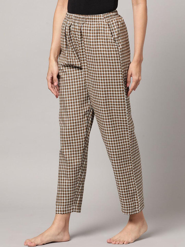 Women Pure Cotton Regular Fit Checked Pyjama Pants - Kryptic Fashions