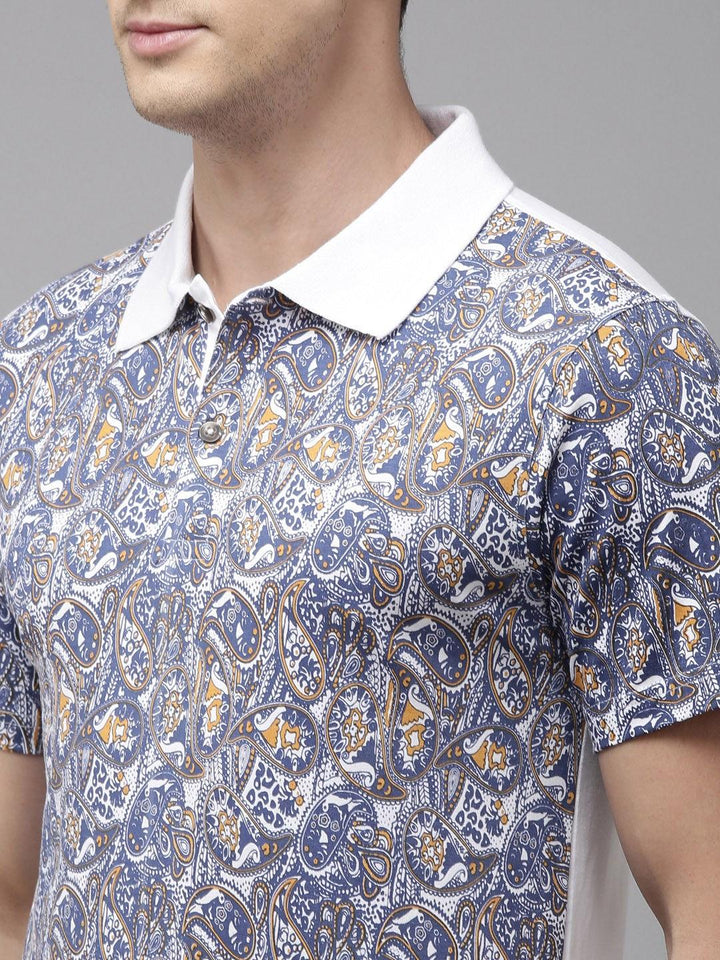 Men Printed Pure Cotton Polo Collar T-shirt - Kryptic Fashions