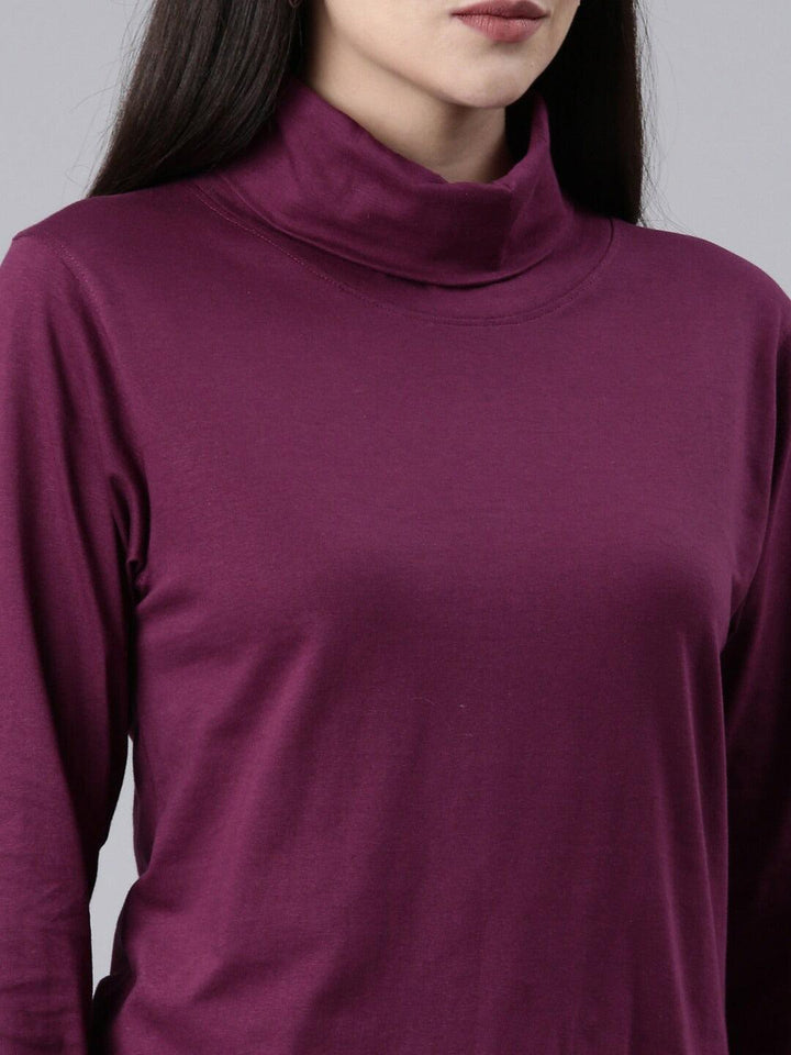 Women High Neck Pure Cotton T-shirt - Kryptic Fashions