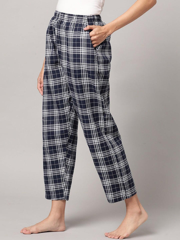 Women Pure Cotton Regular Fit Checked Pyjama Pants - Kryptic Fashions