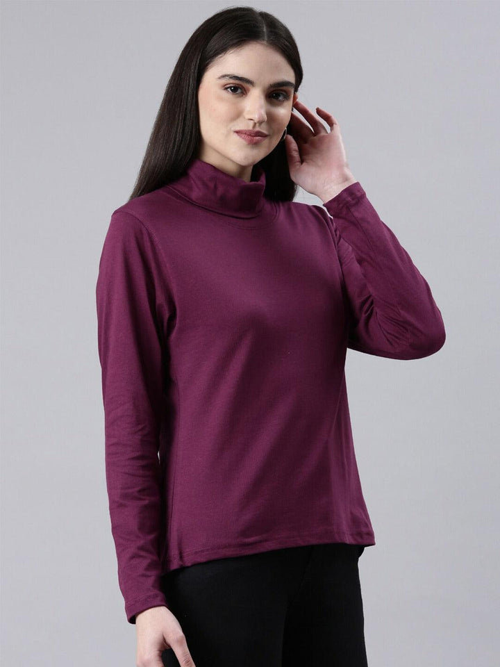 Women High Neck Pure Cotton T-shirt - Kryptic Fashions