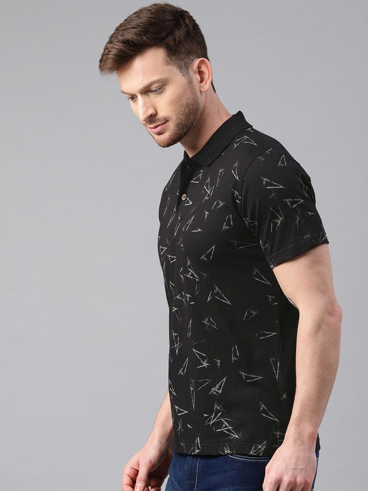 Men Triangle Printed Pure Cotton Polo Collar Tshirts - Kryptic Fashions