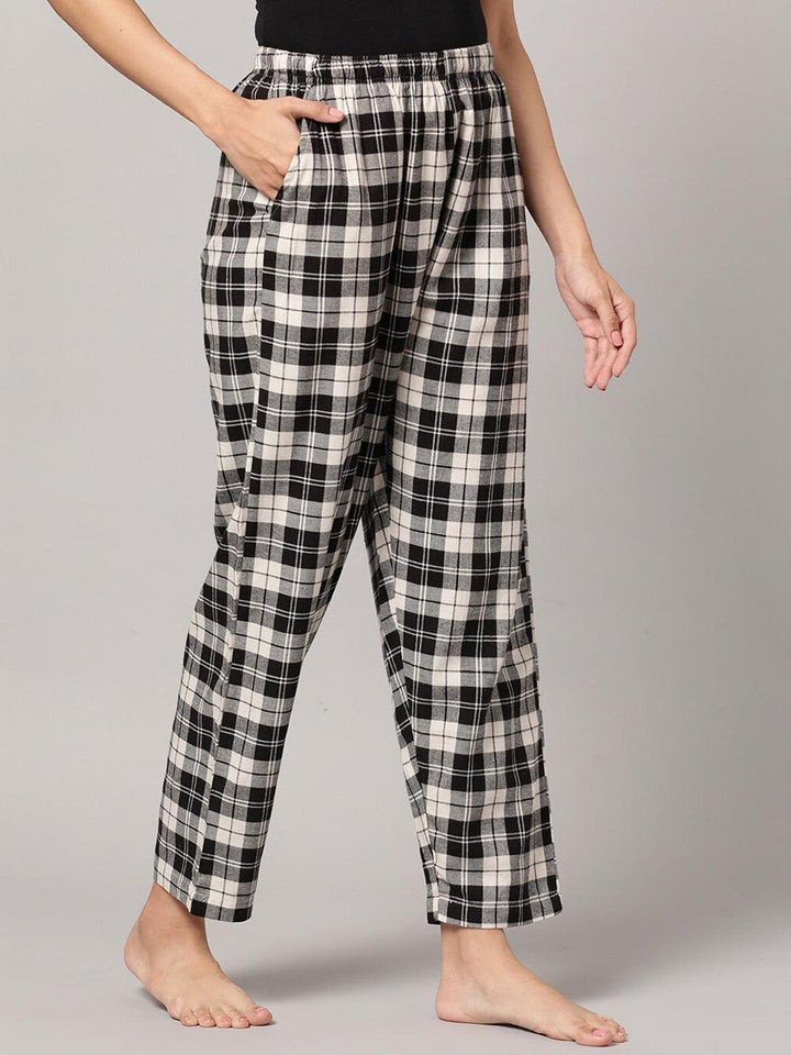 Women Pure Cotton Regular Fit Checked Pyjama Pants - Kryptic Fashions