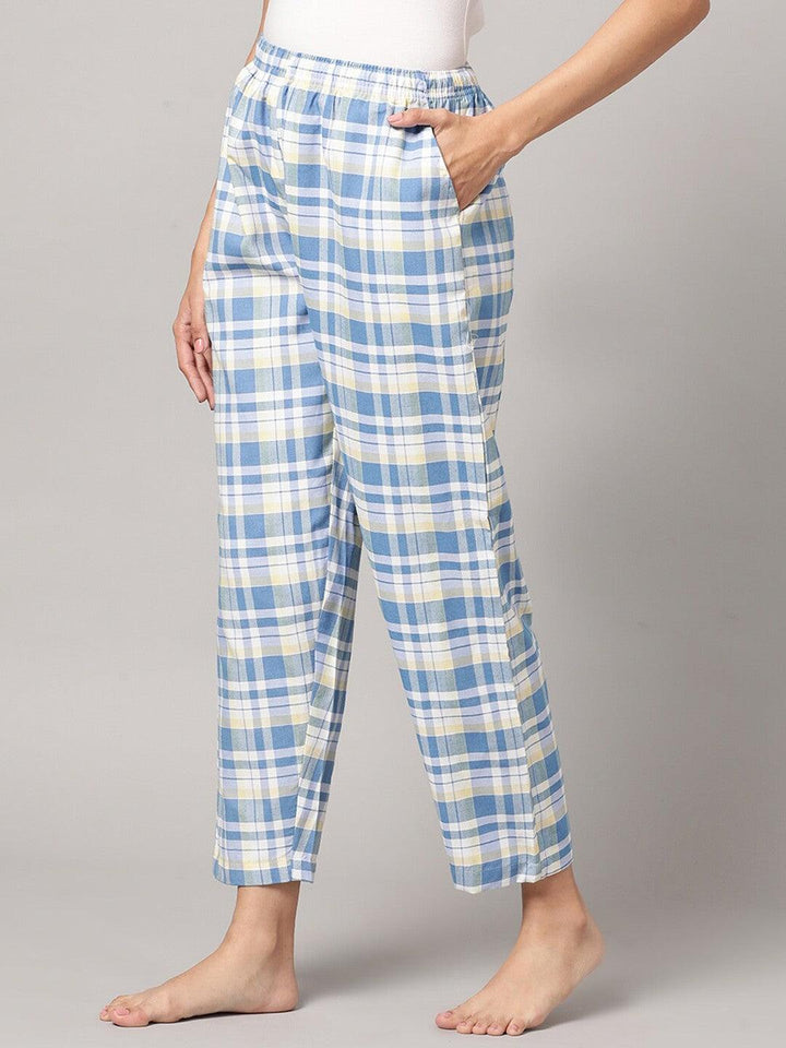 Women Pure Cotton Regular Fit Checked Pyjama Pants - Kryptic Fashions