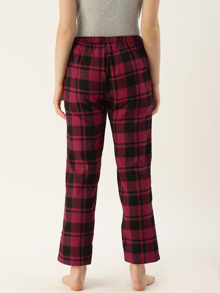 Women Pure Cotton Regular Fit Checked Pyjama Pants - Kryptic Fashions