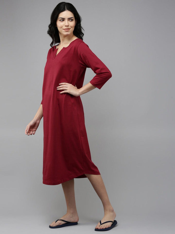 Women Pure Cotton Printed Round Neck Nightdress - Kryptic Fashions