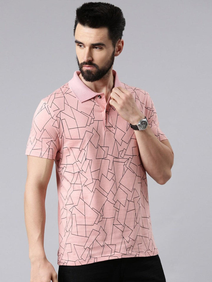 Men Printed Pure Cotton Polo Collar T-shirt - Kryptic Fashions