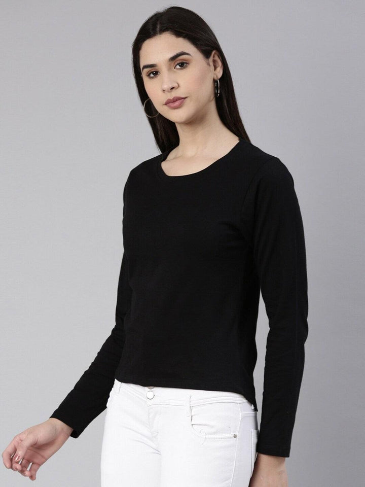 Women Slim Fit Pure Cotton Round Neck T-shirt - Kryptic Fashions