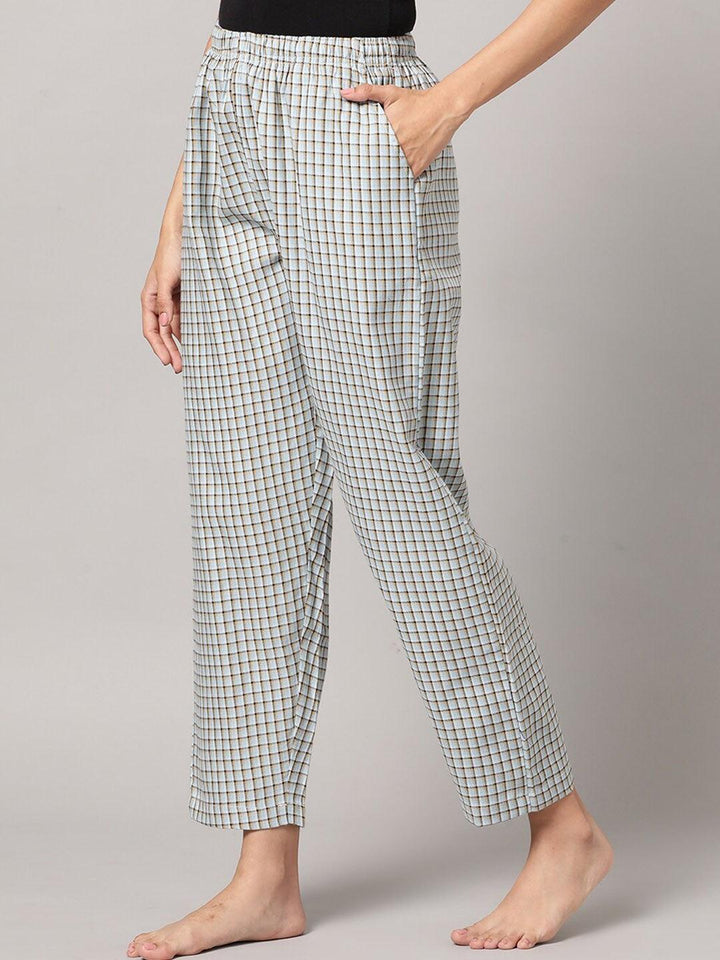 Women Pure Cotton Regular Fit Checked Pyjama Pants - Kryptic Fashions