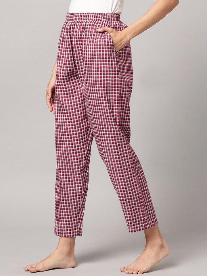 Women Pure Cotton Regular Fit Checked Pyjama Pants - Kryptic Fashions