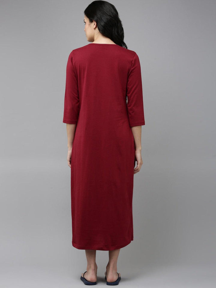 Women Pure Cotton Printed Round Neck Nightdress - Kryptic Fashions