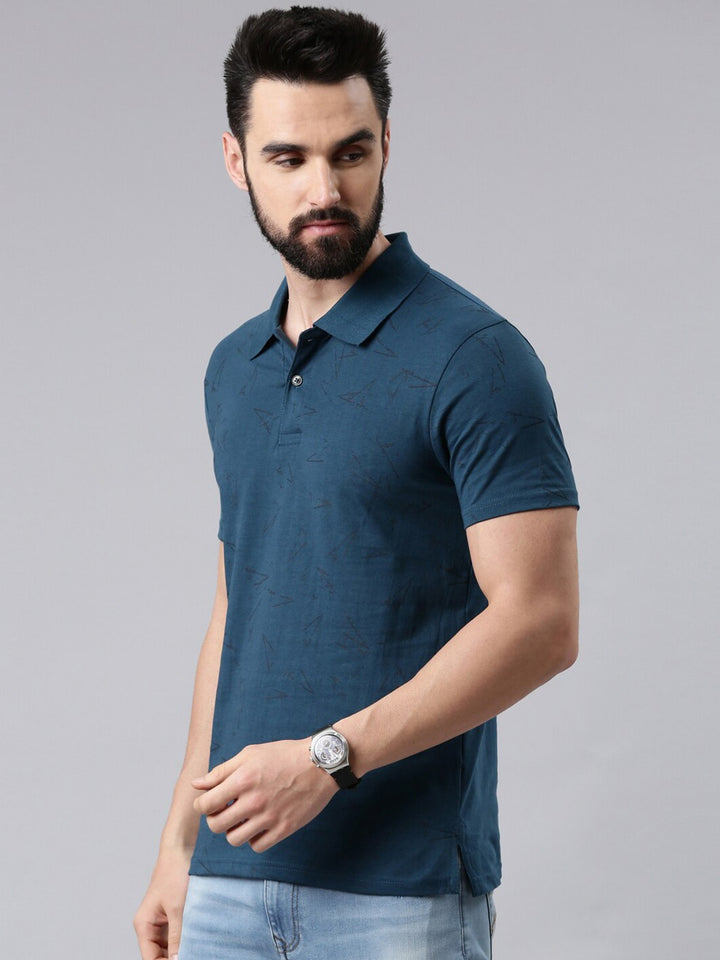 Men Triangle Printed Pure Cotton Polo Collar Tshirts - Kryptic Fashions