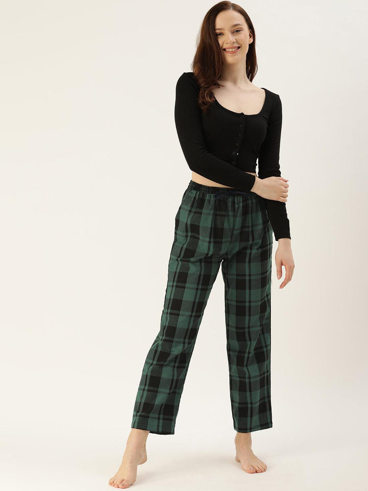 Women Pure Cotton Regular Fit Checked Pyjama Pants - Kryptic Fashions