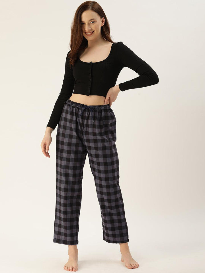 Women Pure Cotton Regular Fit Checked Pyjama Pants - Kryptic Fashions