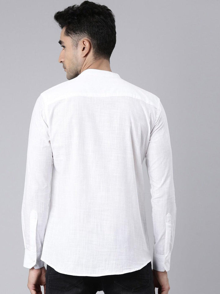 Men Pure Cotton Full Sleeve Regular Shirt Short Kurta - Kryptic Fashions