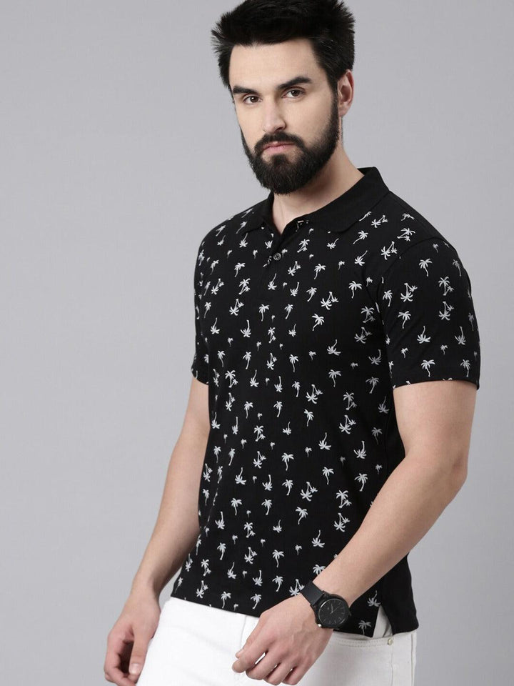 Men Printed Polo Collar Pure Cotton T-Shirt - Kryptic Fashions