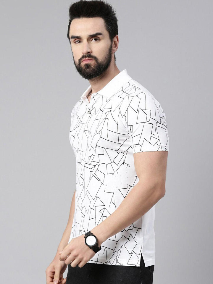 Men Printed Polo Collar Pure Cotton T-shirt - Kryptic Fashions