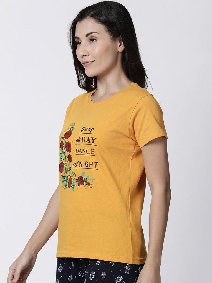 Women Printed Pure Cotton Lounge T-shirt - Kryptic Fashions