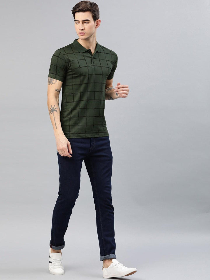 Men Checked Printed Pure Cotton Polo Tshirt - Kryptic Fashions