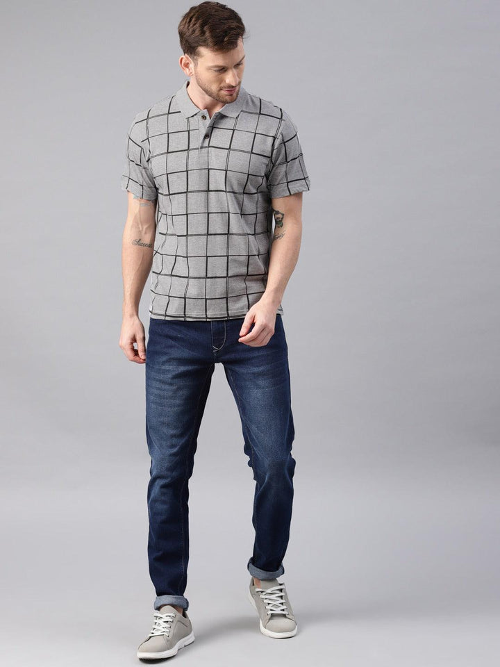 Men Checked Printed Pure Cotton Polo Tshirt - Kryptic Fashions