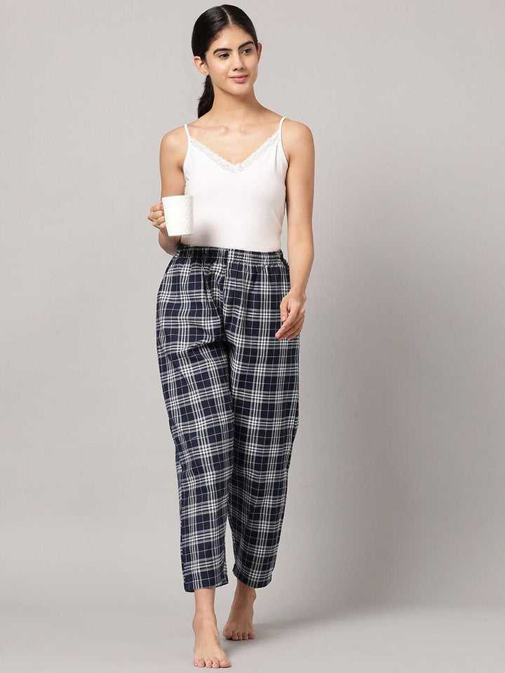 Women Pure Cotton Regular Fit Checked Pyjama Pants - Kryptic Fashions